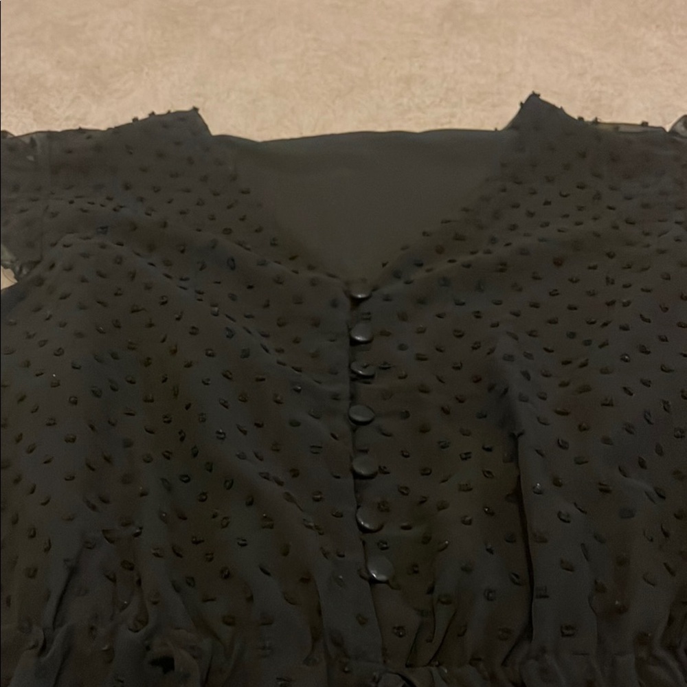 Black Button-Front Romper - Picture 3 of 5
